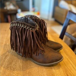 Fringe Leather Booties